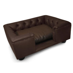 Scott's of London Sandringham Dog Chesterfield Chocolate Brown Faux Leather