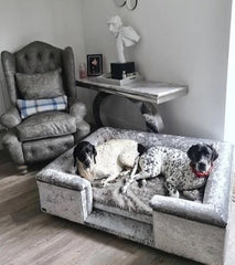 Scott's of London Sandringham Dog Chesterfield Silver Crushed Velvet