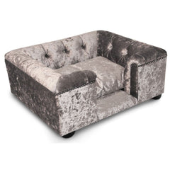 Scott's of London Sandringham Dog Chesterfield Silver Crushed Velvet