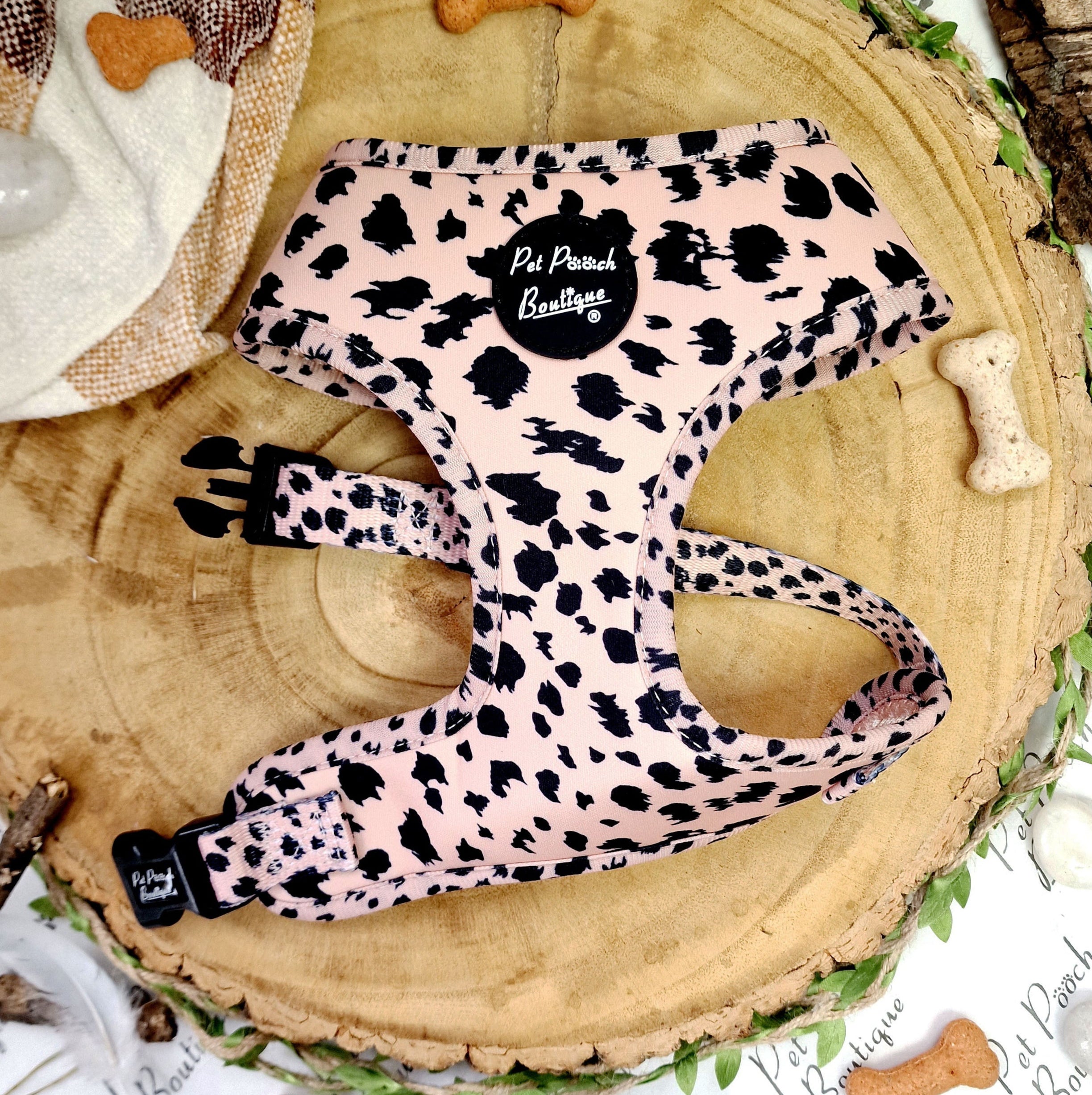 Beige & Black Scruffy Dots Dog Harness