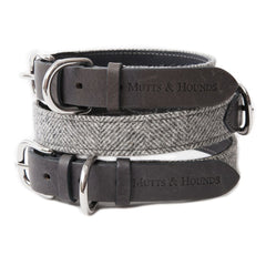 Stoneham Tweed and Leather Dog Collar | Mutts and Hounds