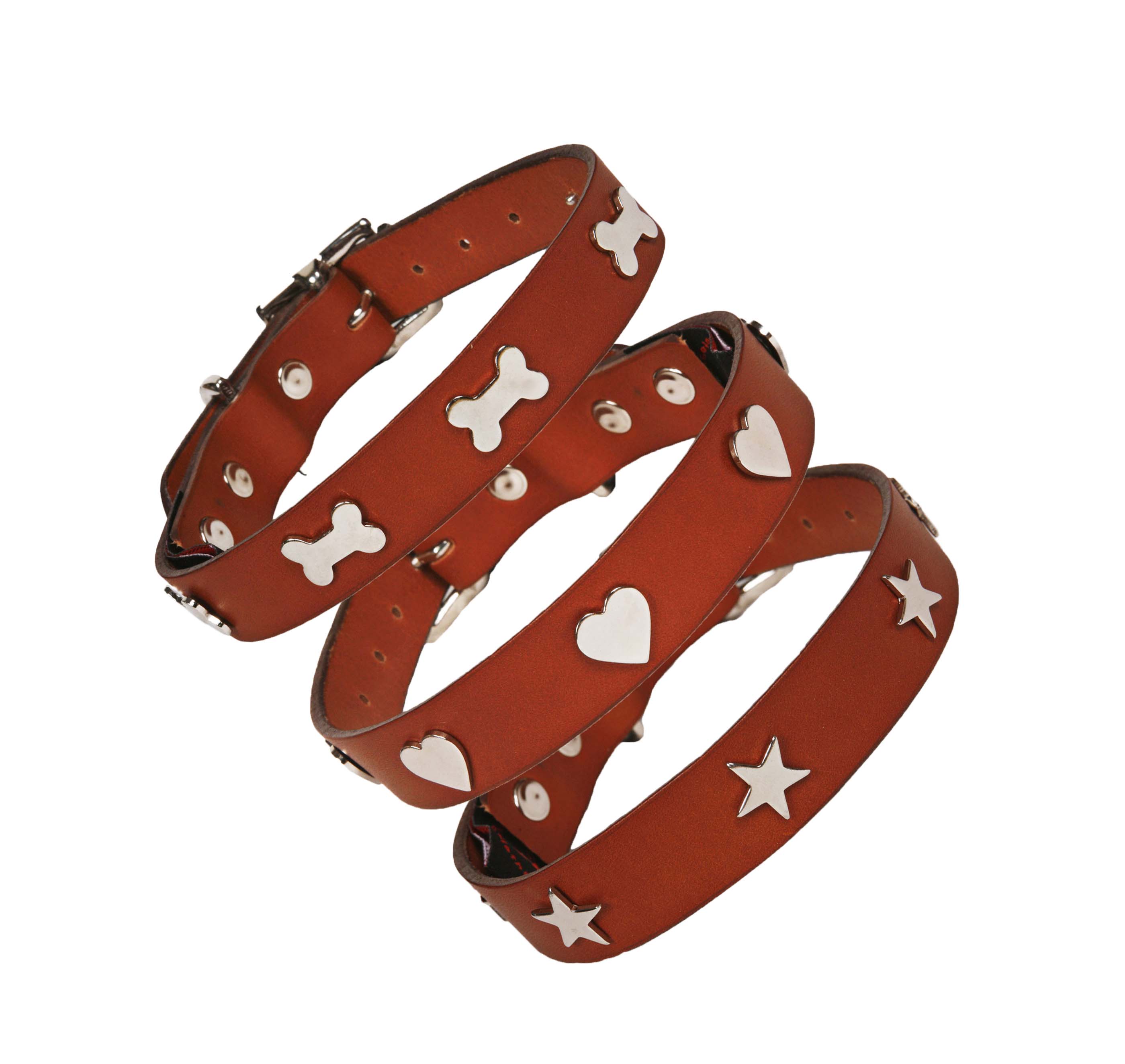 Creature Clothes Tan Leather Dog Collar With Silver Studs