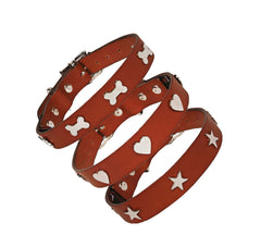 Creature Clothes Tan Leather Dog Collar With Silver Studs