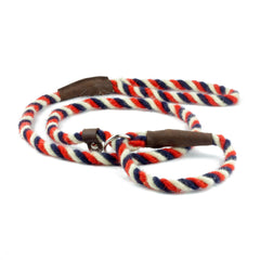 Red, White and Blue 100% British Wool Dog Slip Lead