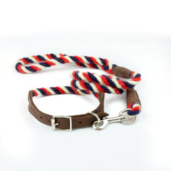 Red, White and Blue 100% British Wool Dog Collar and Lead