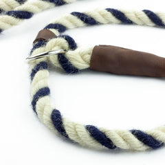 White and Blue 100% British Wool Dog Slip Lead