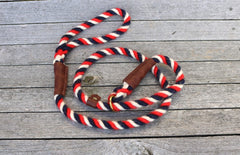 Red, White and Blue 100% British Wool Dog Slip Lead