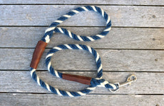 Blue and White 100% British Wool Dog Trigger Lead