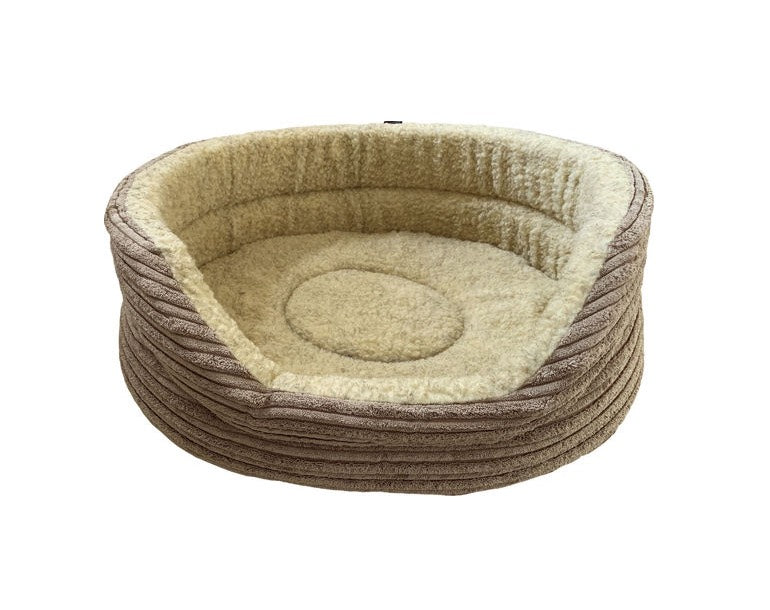 Camel Cord Cosy Oval Dog Bed by Hem And Boo