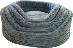 Grey Cord Cosy Oval Dog Bed by Hem And Boo