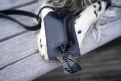 Saku Natural Italian Black Leather Poo Bag Dispenser by Labbvenn
