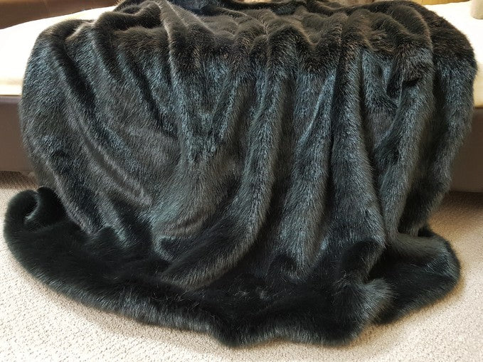 Luxury Faux Fur Pet Blanket Charcoal Mink