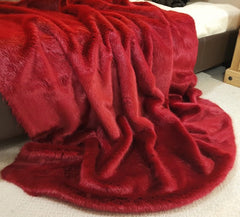 Luxury Faux Fur Pet Blanket Ruby Red Mink