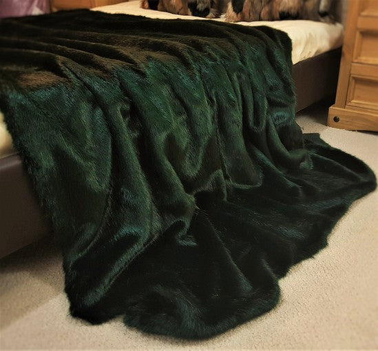 Luxury Faux Fur Pet Blanket Hunter Green Mink