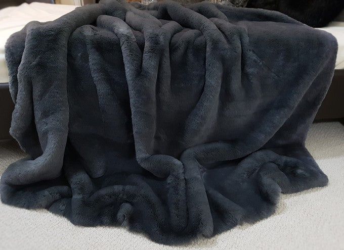 Luxury Faux Fur Pet Blanket Slate Grey