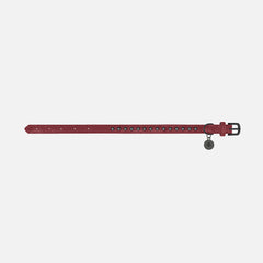 Oxblood Studded Dog Collar