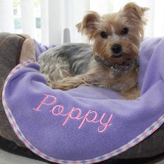Luxury Personalised Pet Blankets In Lilac With Pink/Lilac Harlequin