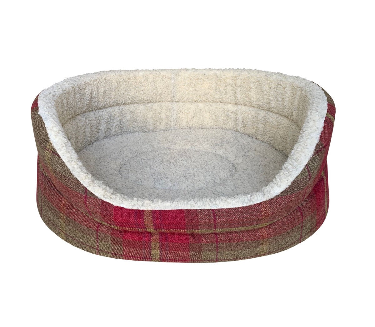 Red Check Oval Dog Bed by Hem And Boo