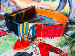 Margate Striped Velvet Lined Designer Dog Collar