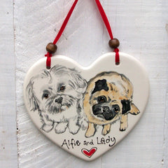 Personalised Pet Portrait Heart Plaque
