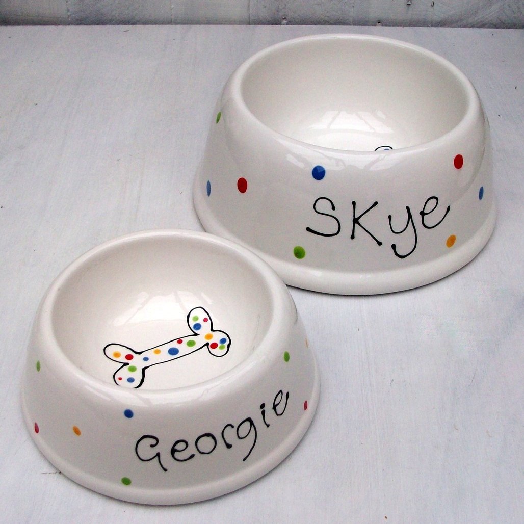 Personalised Multi Spot Ceramic Dog Bowl Small
