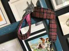 Damson Tweed Dog Collar and Lead with Pink Velvet Lining | Scrufts
