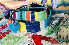 Whistable Striped Velvet Lined Designer Dog Collar