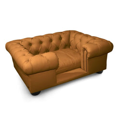 Balmoral Dog Sofa Chesterfield In Camel Faux Leather