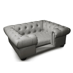 Balmoral Dog Sofa Chesterfield In Steel Grey Faux Leather