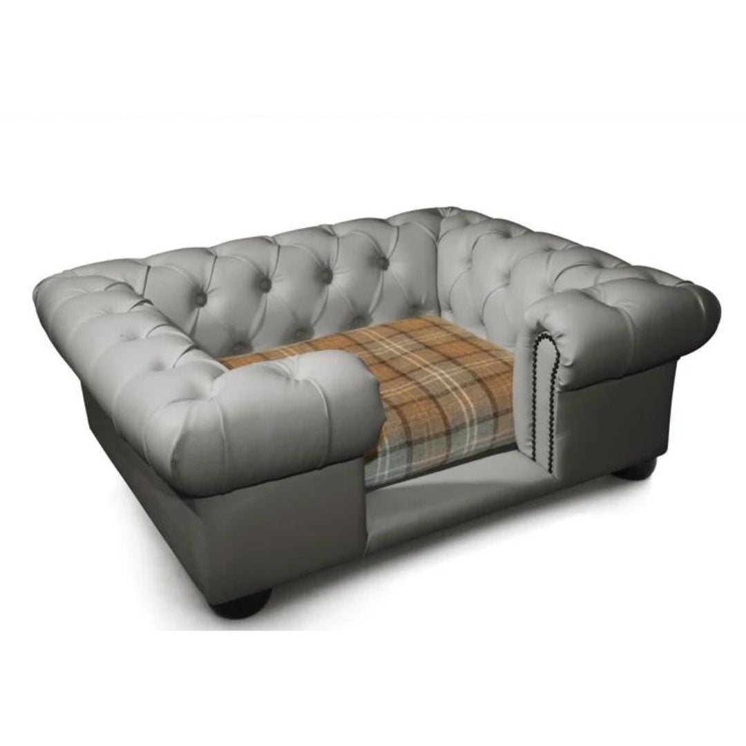 Balmoral Dog Sofa In Steel Faux Leather Dog Chesterfields Chelsea Dogs