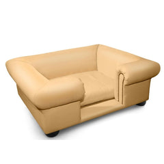 Balmoral Dog Sofa In Champagne Faux Leather