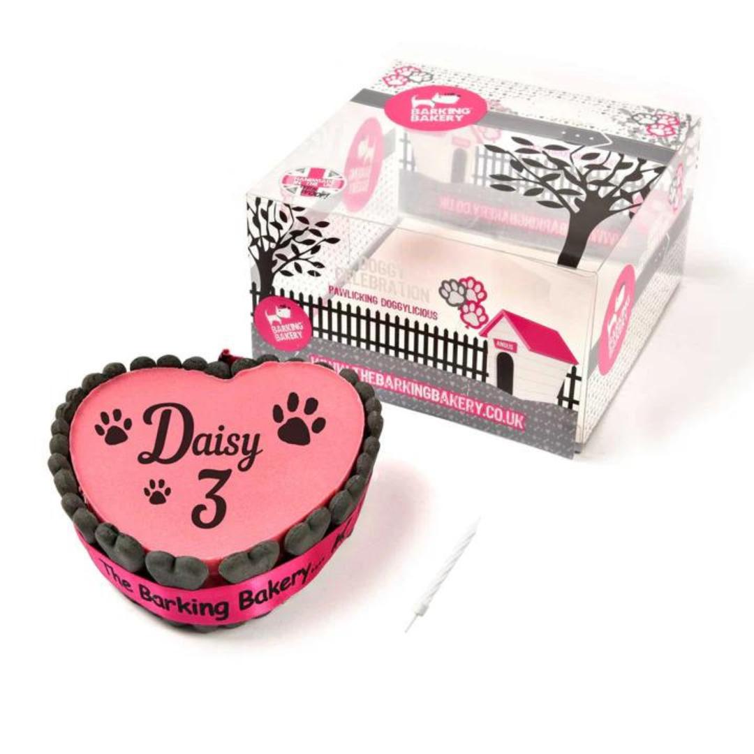 Barking Bakery Handwritten Pink Heart Shaped Cake For Dogs