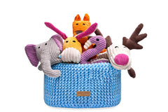 Bowl and Bone Blue Double Cotton Dog Toy Storage Basket