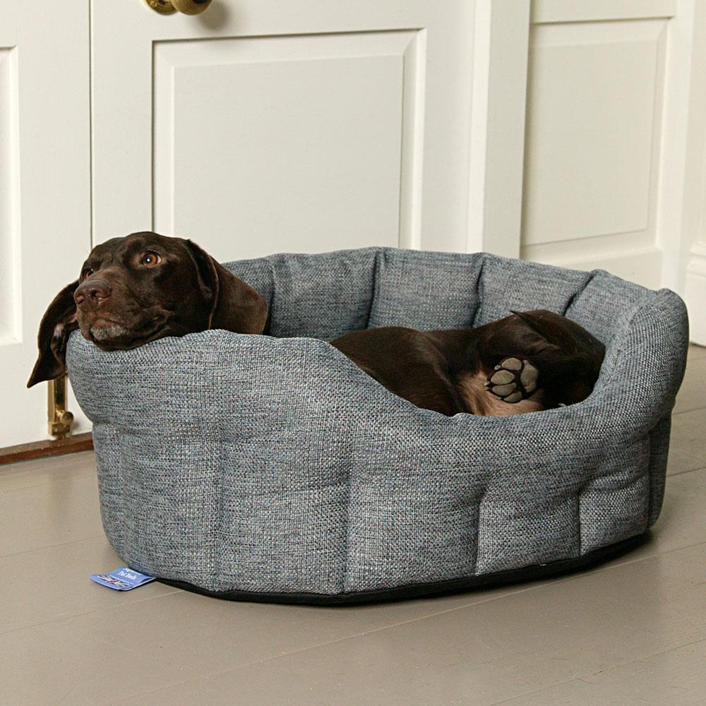 Grey Basket Weave Softee Dog Bed by P&L | UK Made