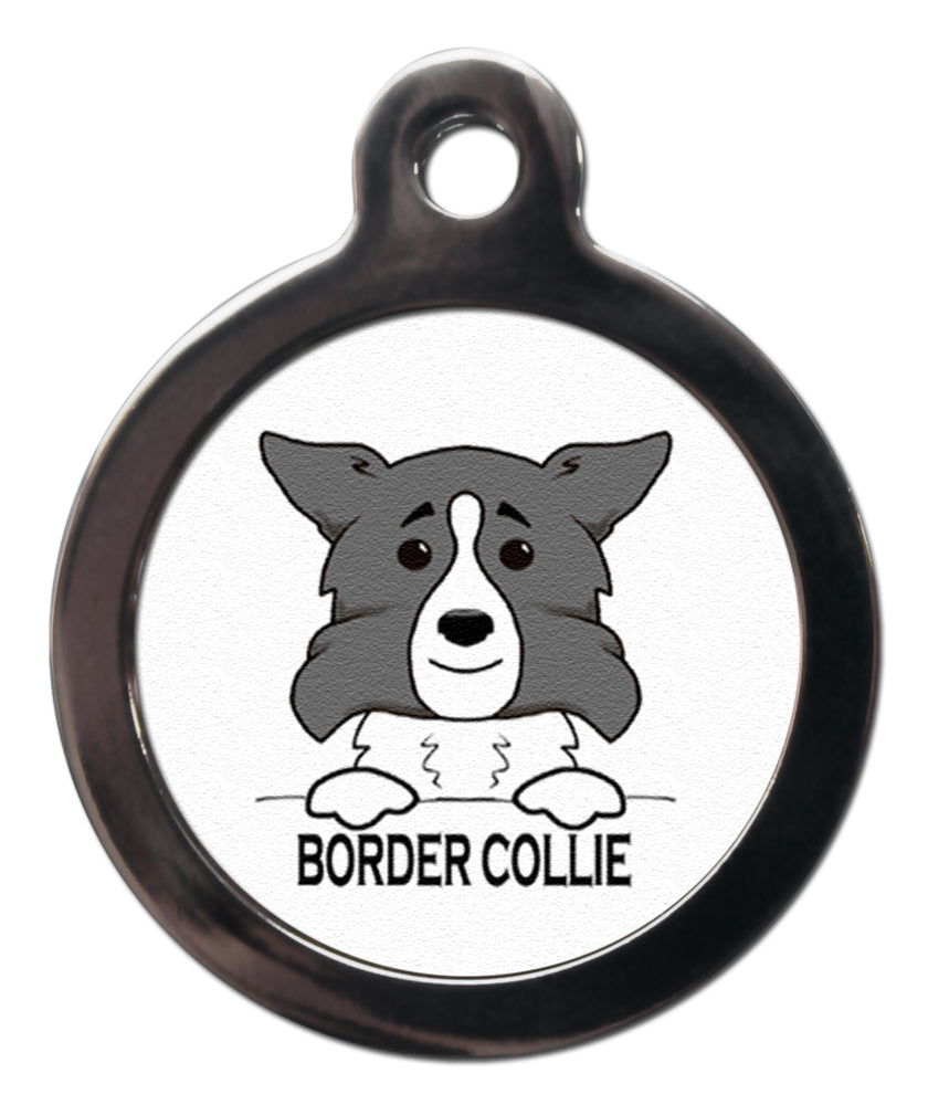 Grey Border Collie Dog Tag