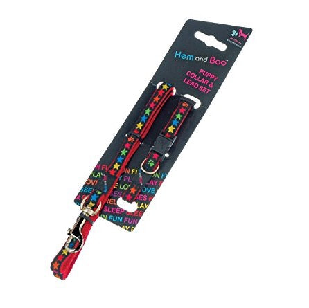 Black Stars Puppy Collar And Lead Set by Hem And Boo