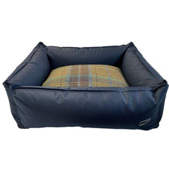 Blue Waterproof And Check Box Dog Bed | Hem and Boo