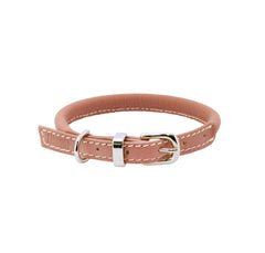 Dogs & Horses Rolled Leather Dog Collar Blush