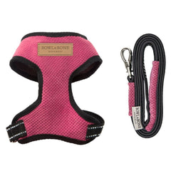 Bowl and Bone Candy Pink Dog Harness And Lead Set