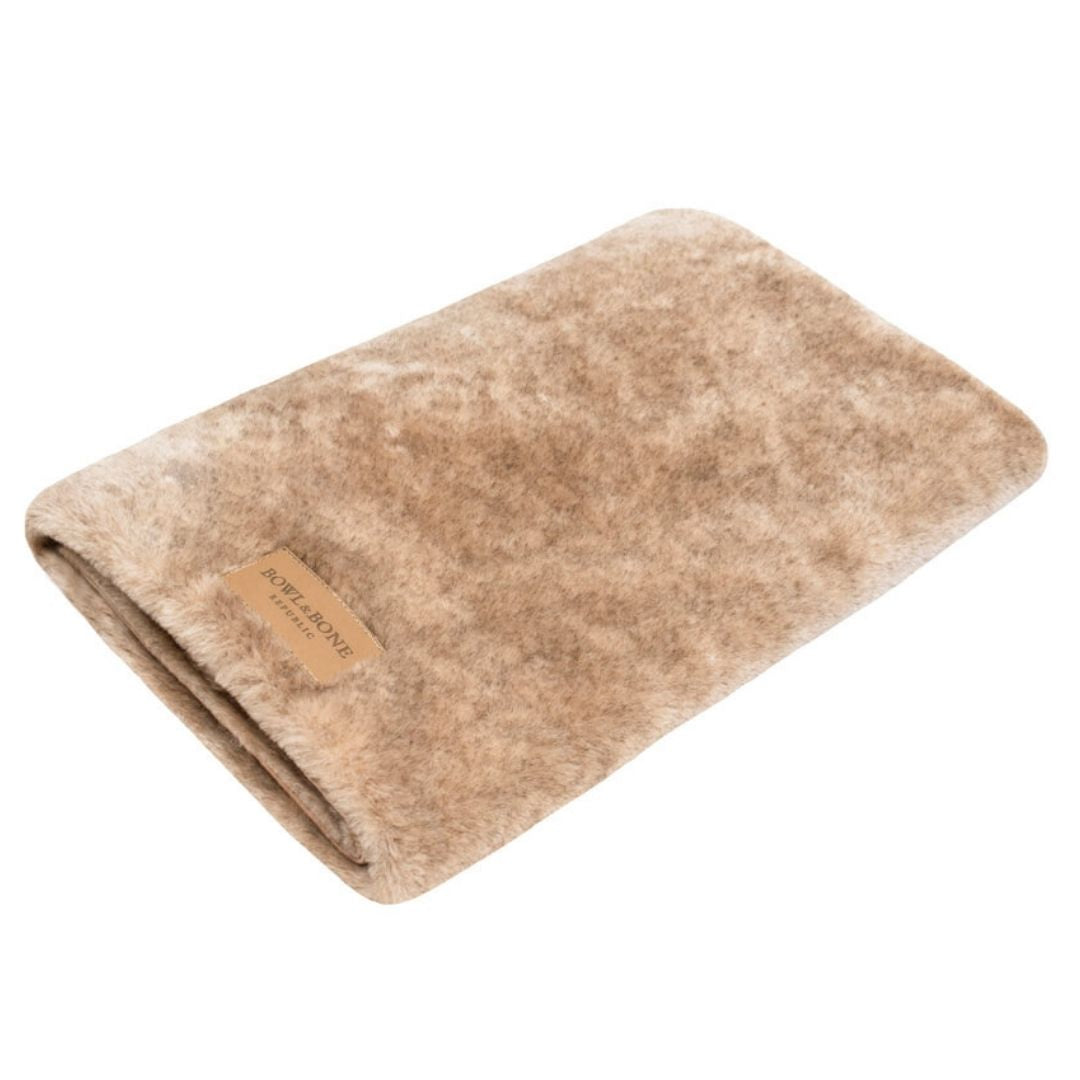 Bowl and Bone Nap Brown Fur Dog Blanket