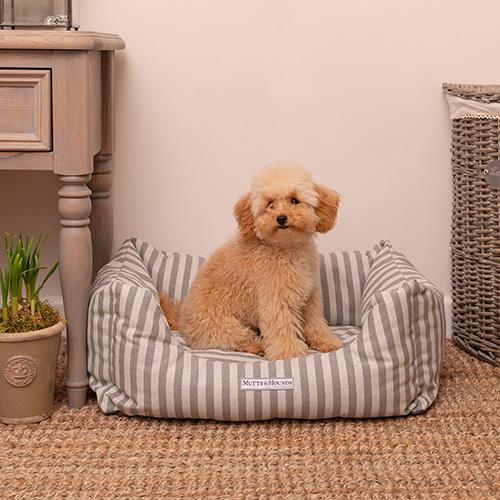 Luxury Flint Stripe Boxy Dog Bed by Mutts & Hounds