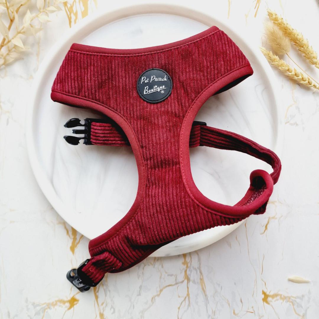 Burgundy Cord Dog Harness | Pet Pooch Boutique