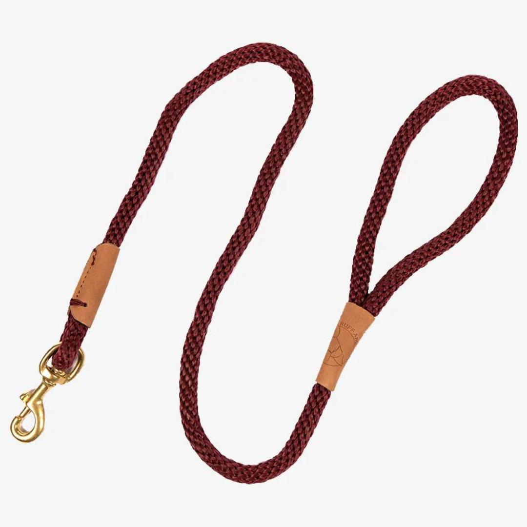 Burgundy Rope Clip Lead by Ruff And Tumble