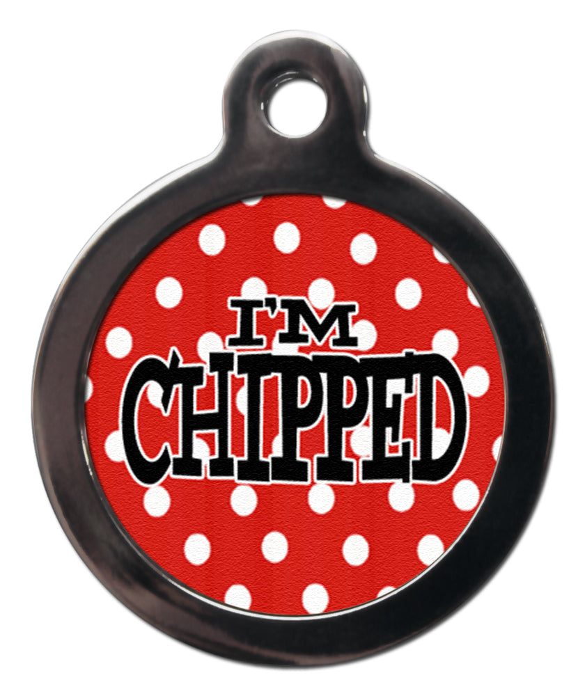 I'm Chipped Red Polka Dot Dog Tag