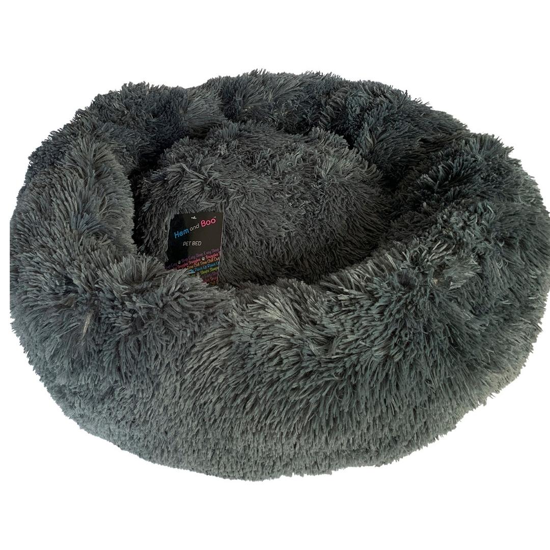 Charcoal Grey Relaxation Calming Donut Dog Bed