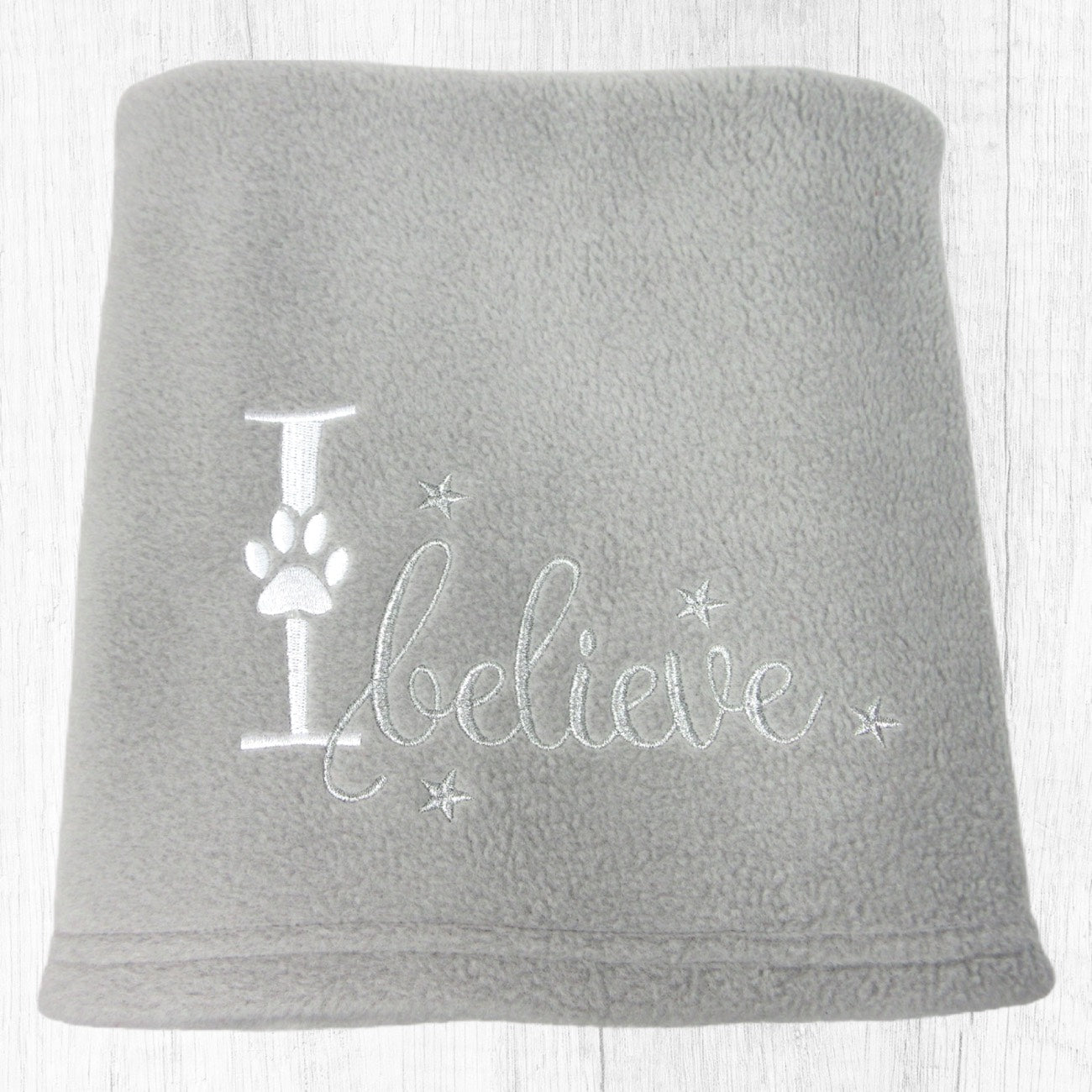 I Believe Grey Fleece Christmas Pet Blanket | Christmas Gifts For Dogs
