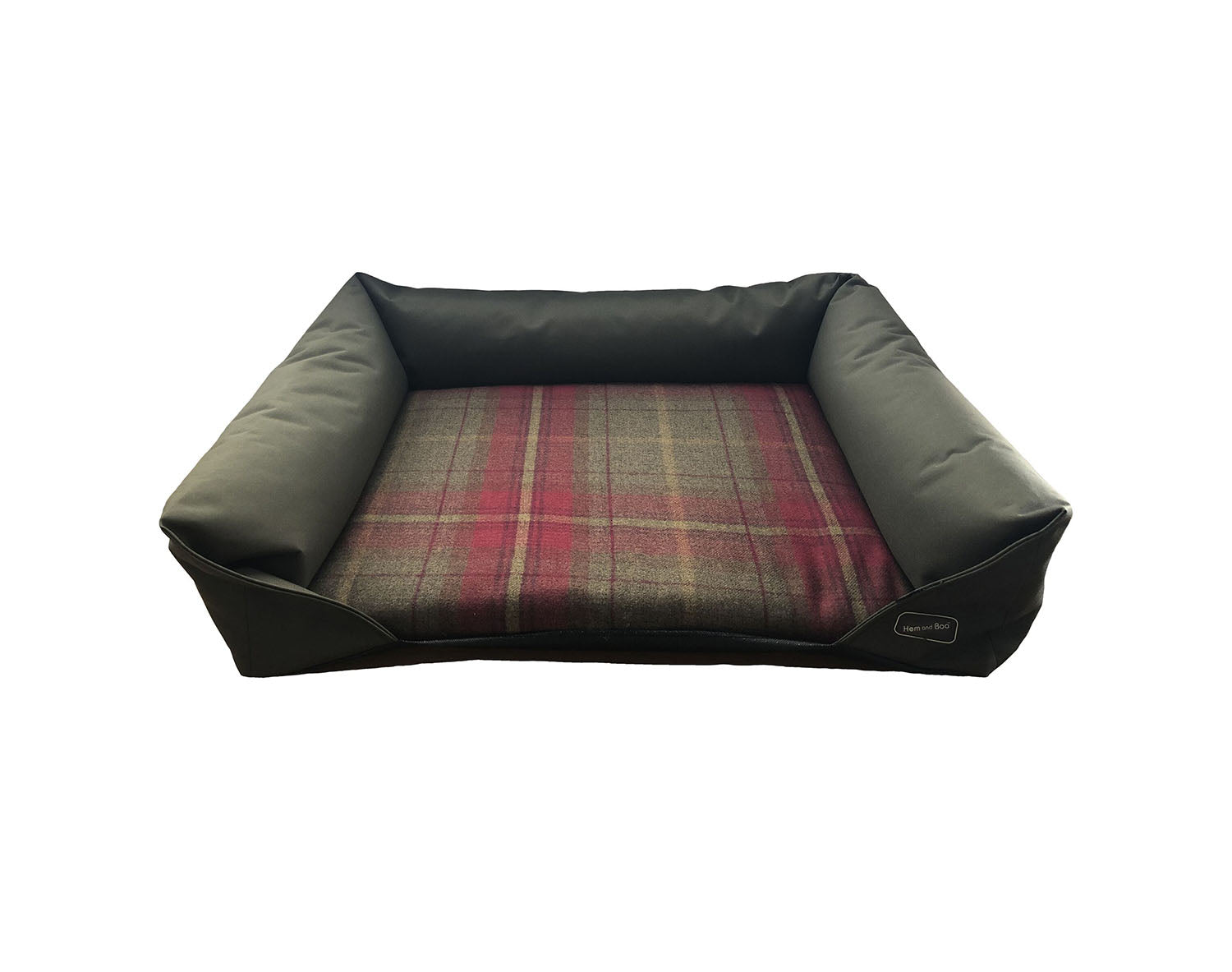 Country Green and Red Check Sofa Dog Bed by Hem And Boo