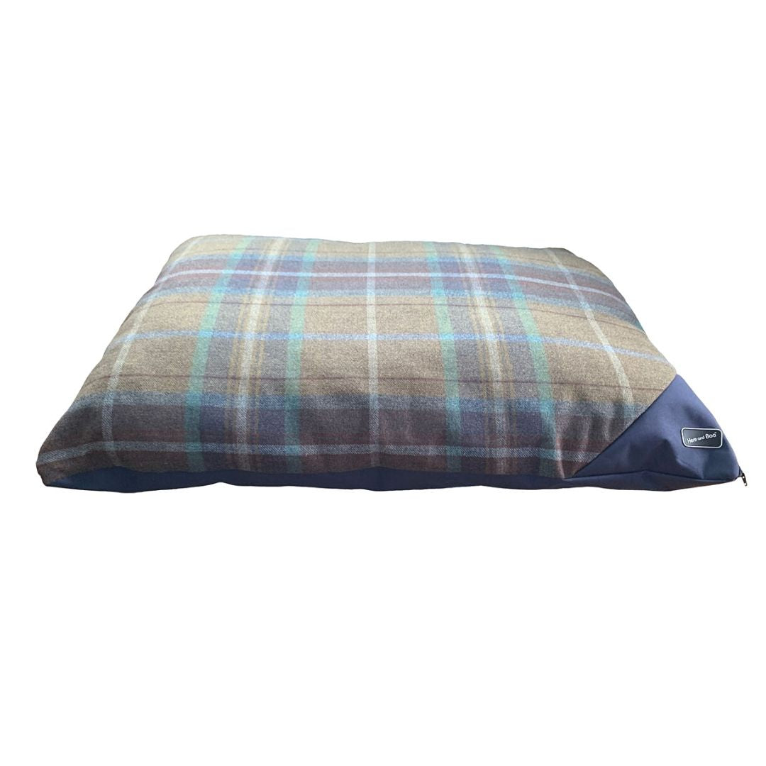 Country Navy Check Deep Duvet Dog Bed by Hem And Boo