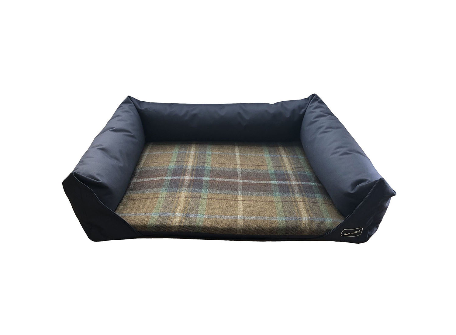 Country Navy Check Sofa Dog Bed by Hem And Boo