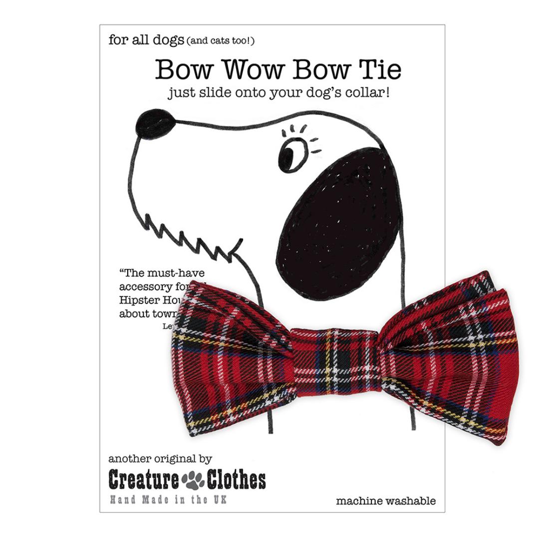 Creature Clothes Red Tartan Dog Bow Tie